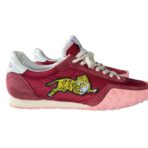 Kenzo Move Sneakers Red and Pink Retro Style with Tiger Patch Womens Size 38 - Picture 4 of 9